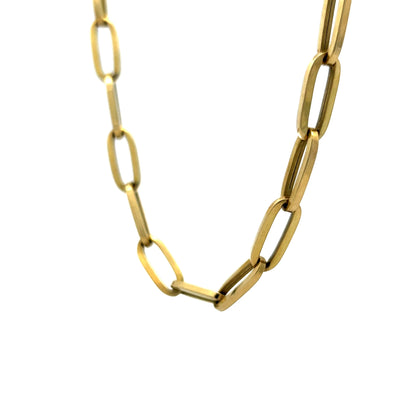 Mid-Century Chunky Paperclip Necklace in 14k Yellow Gold