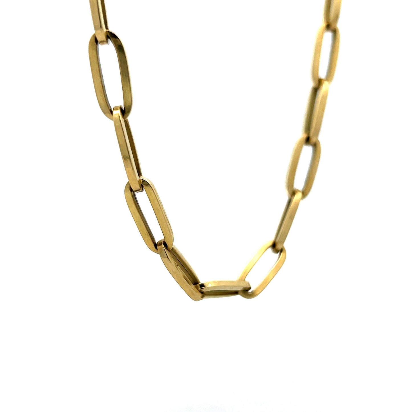 Mid-Century Chunky Paperclip Necklace in 14k Yellow Gold