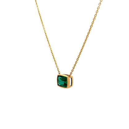 2.61 Emerald Cut Emerald Pendant in 18k Yellow Gold