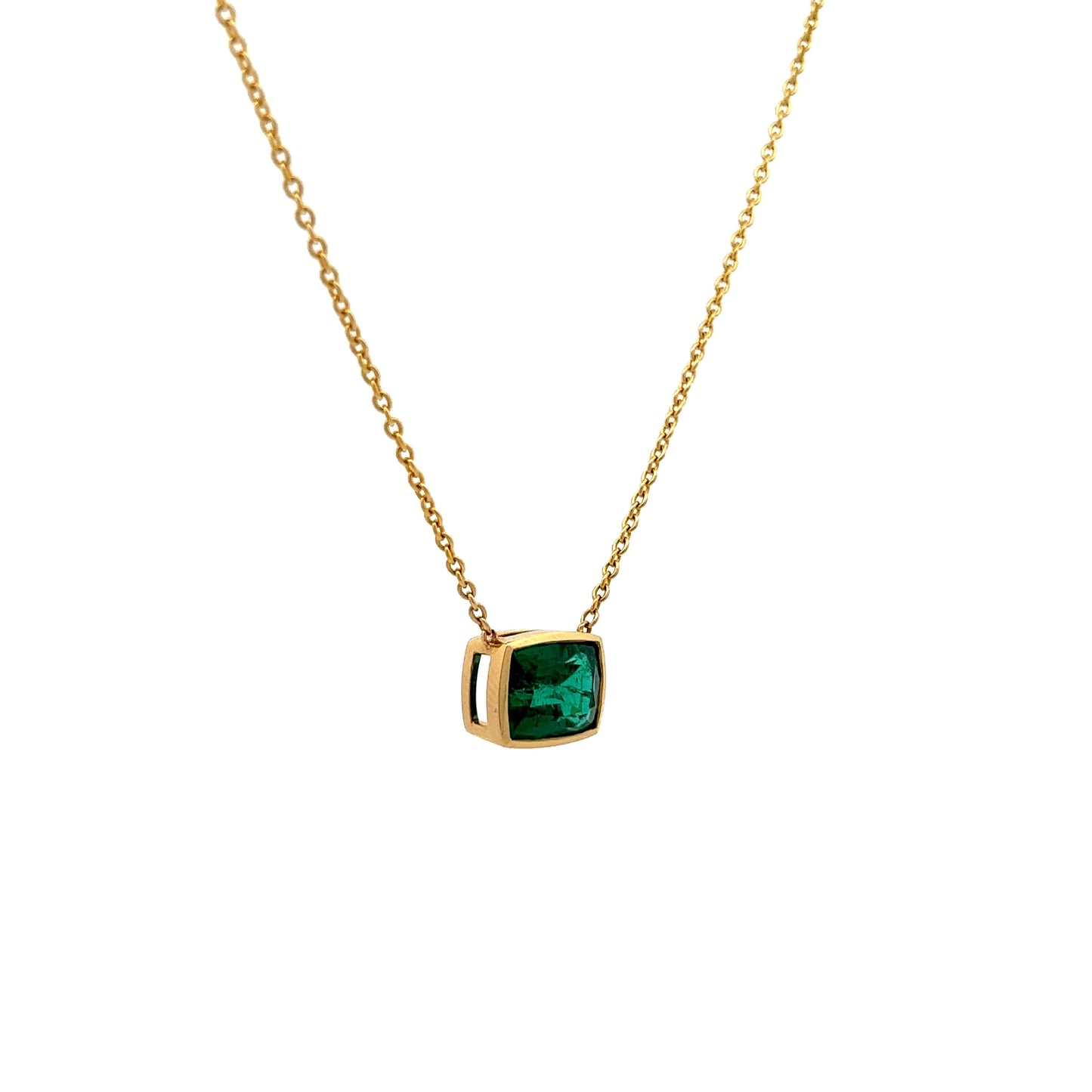 2.61 Emerald Cut Emerald Pendant in 18k Yellow Gold