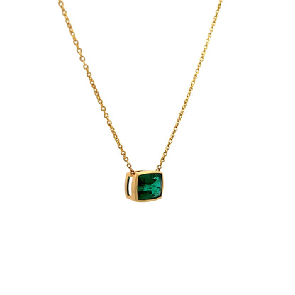 2.61 Emerald Cut Emerald Pendant in 18k Yellow Gold