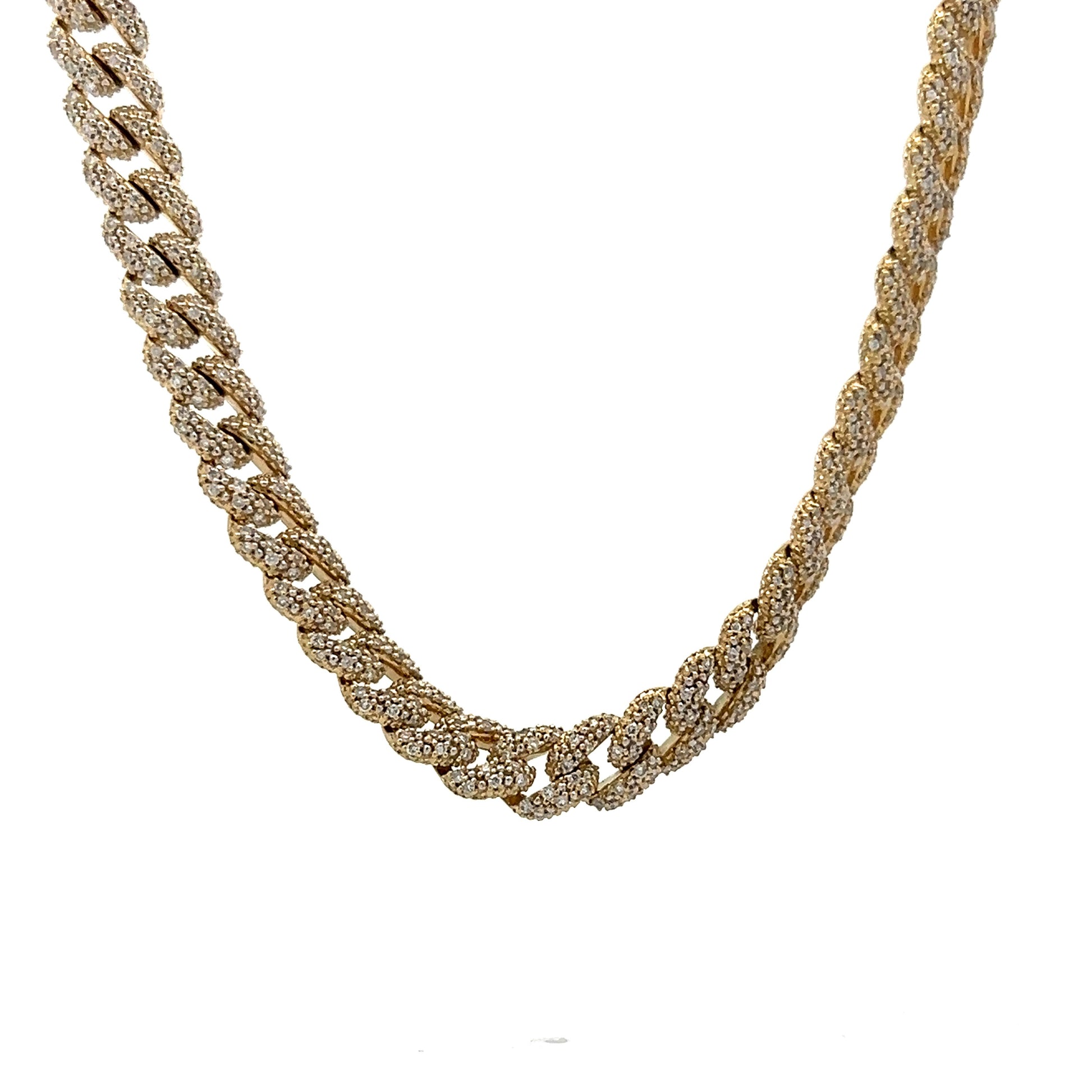 Pave Diamond Curb Link Chain in 14k Yellow Gold – Filigree