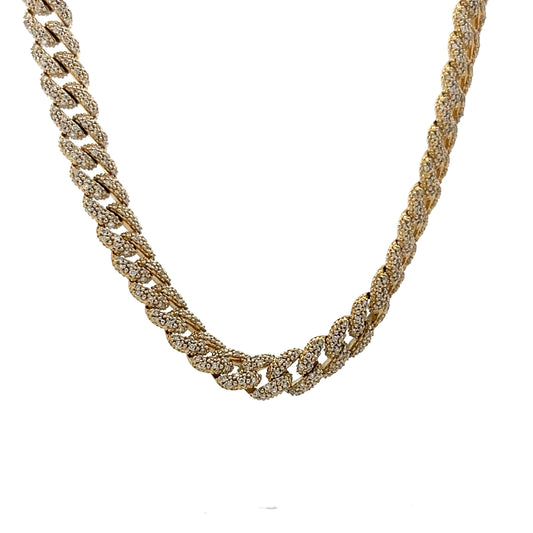 3.45 Pave Diamond Curb Link Chain in 14k Yellow Gold