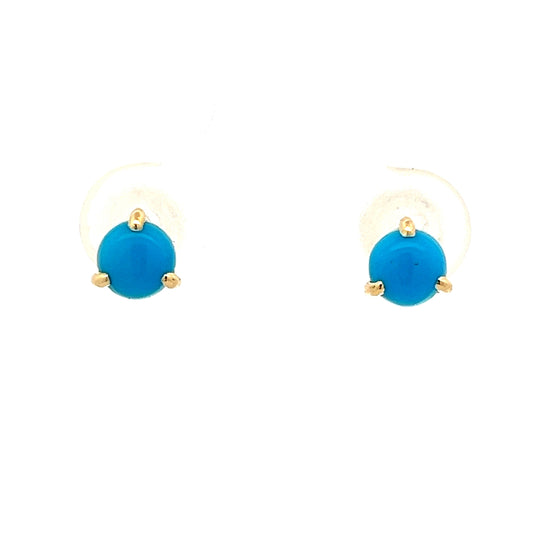 Turquoise Stud Earrings in 14k Yellow Gold