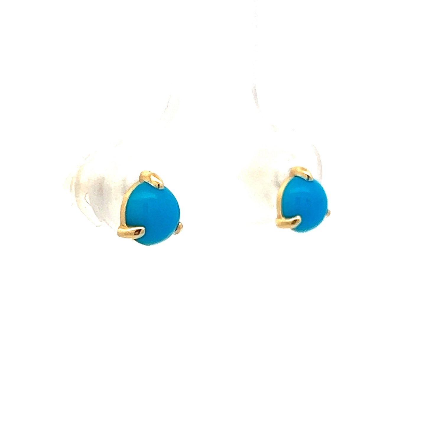 Turquoise Stud Earrings in 14k Yellow Gold