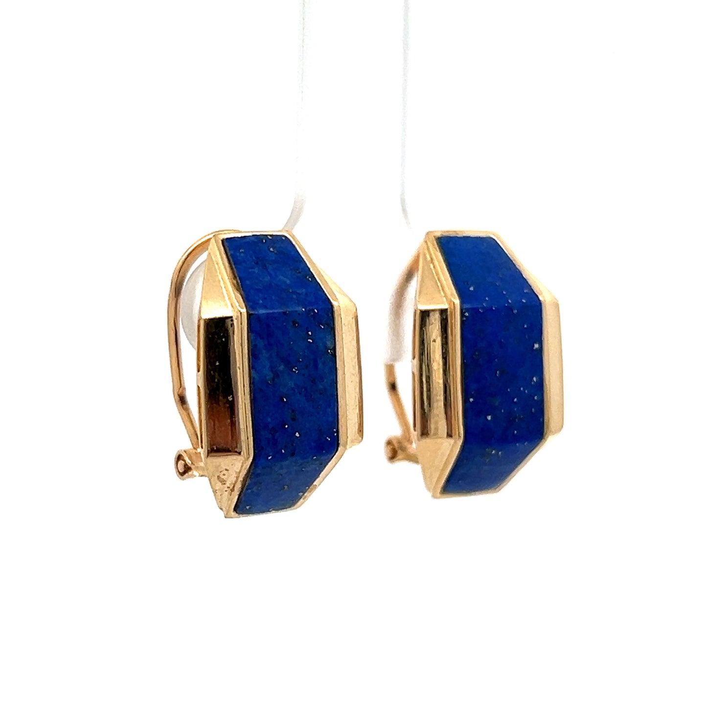 Vintage Lapis Lazuli Stud Earrings in 14k Yellow Gold