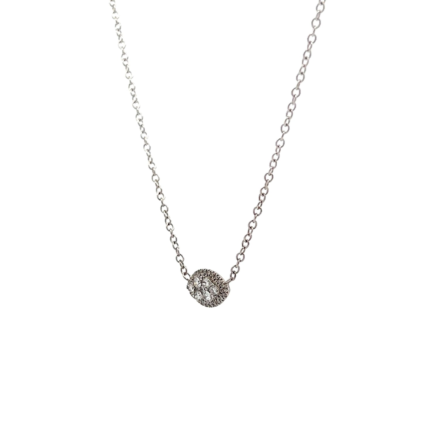 .21 Pave Diamond Pendant Necklace in 14k White Gold