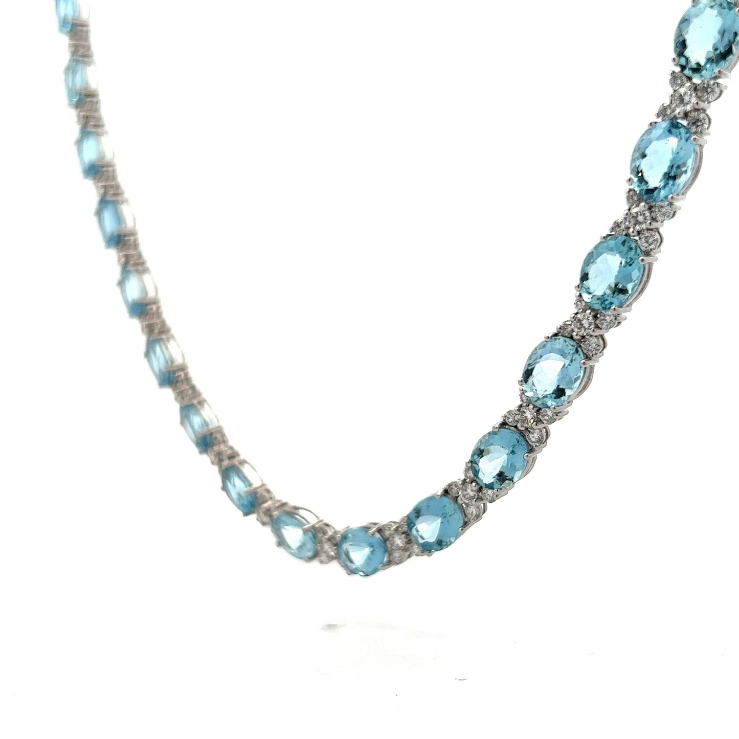 43.34 Aquamarine & Diamond Necklace in 18k White Gold