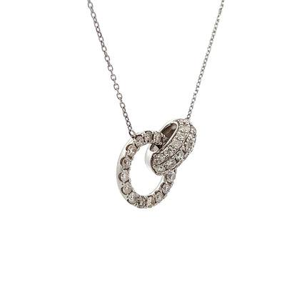 1.00 Diamond Pave Pendant Necklace in 14k White Gold