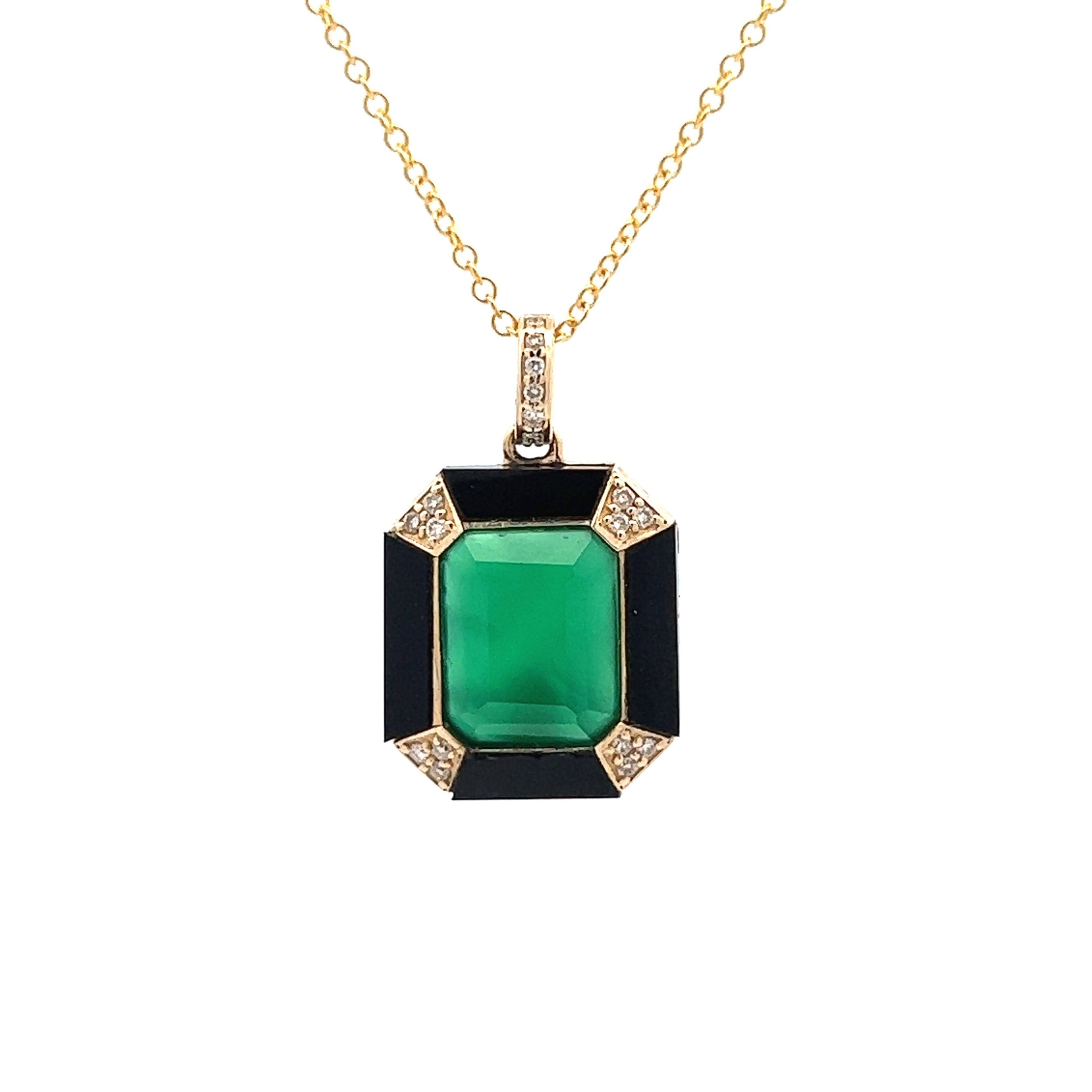 Onyx 2024 and Jade 14kt yellow gold necklace