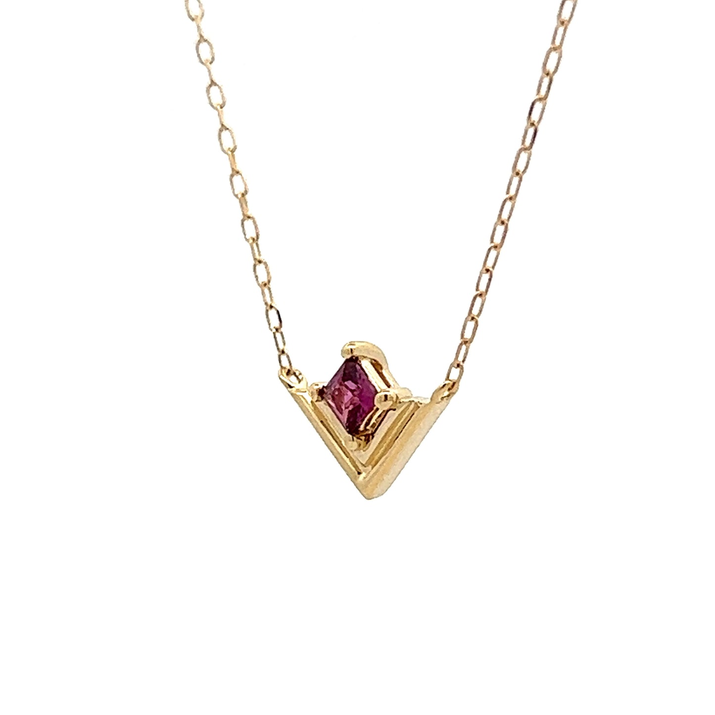 .19 Pink Tourmaline Pendant Necklace in Yellow Gold