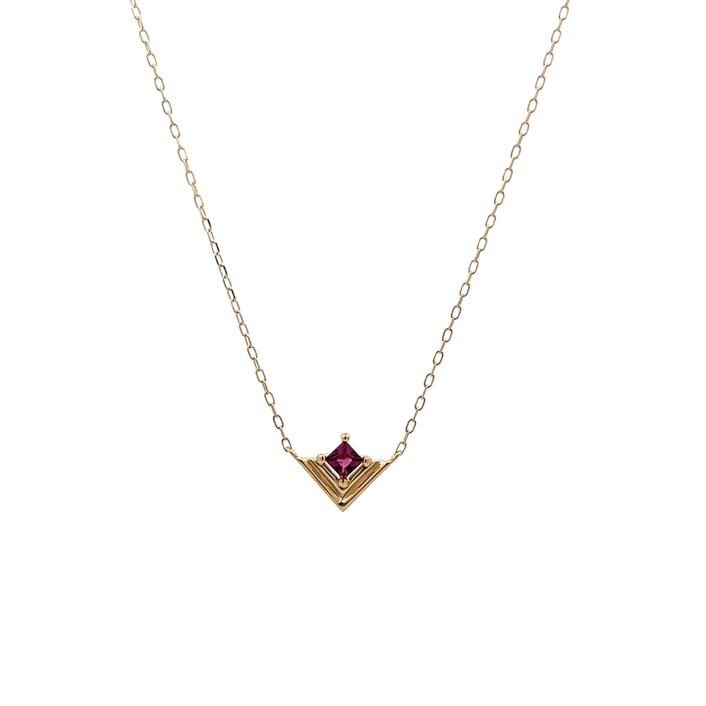 .19 Pink Tourmaline Pendant Necklace in Yellow Gold