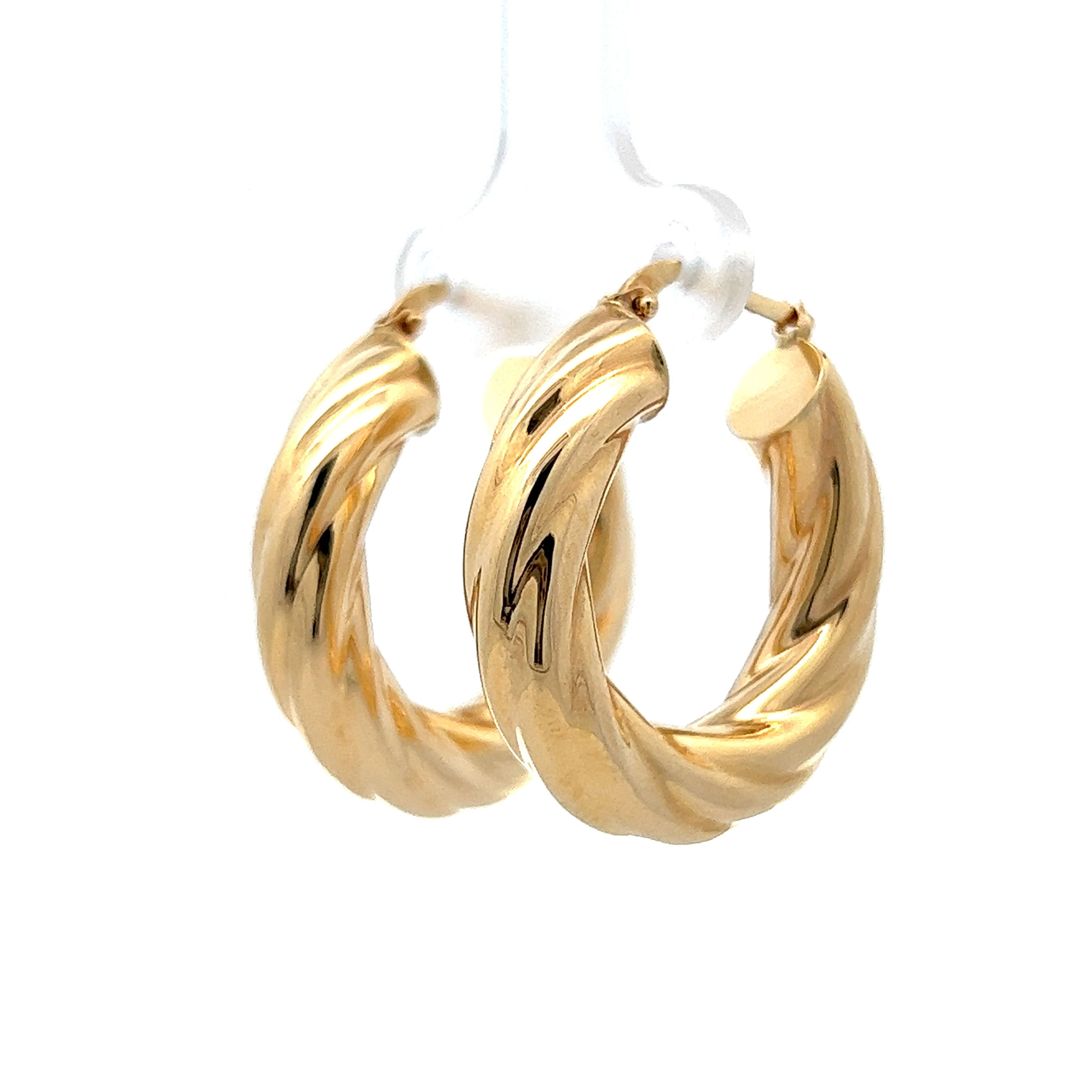 14k Yellow Gold Chunky Entwined purchases Double Design Hoop Earrings