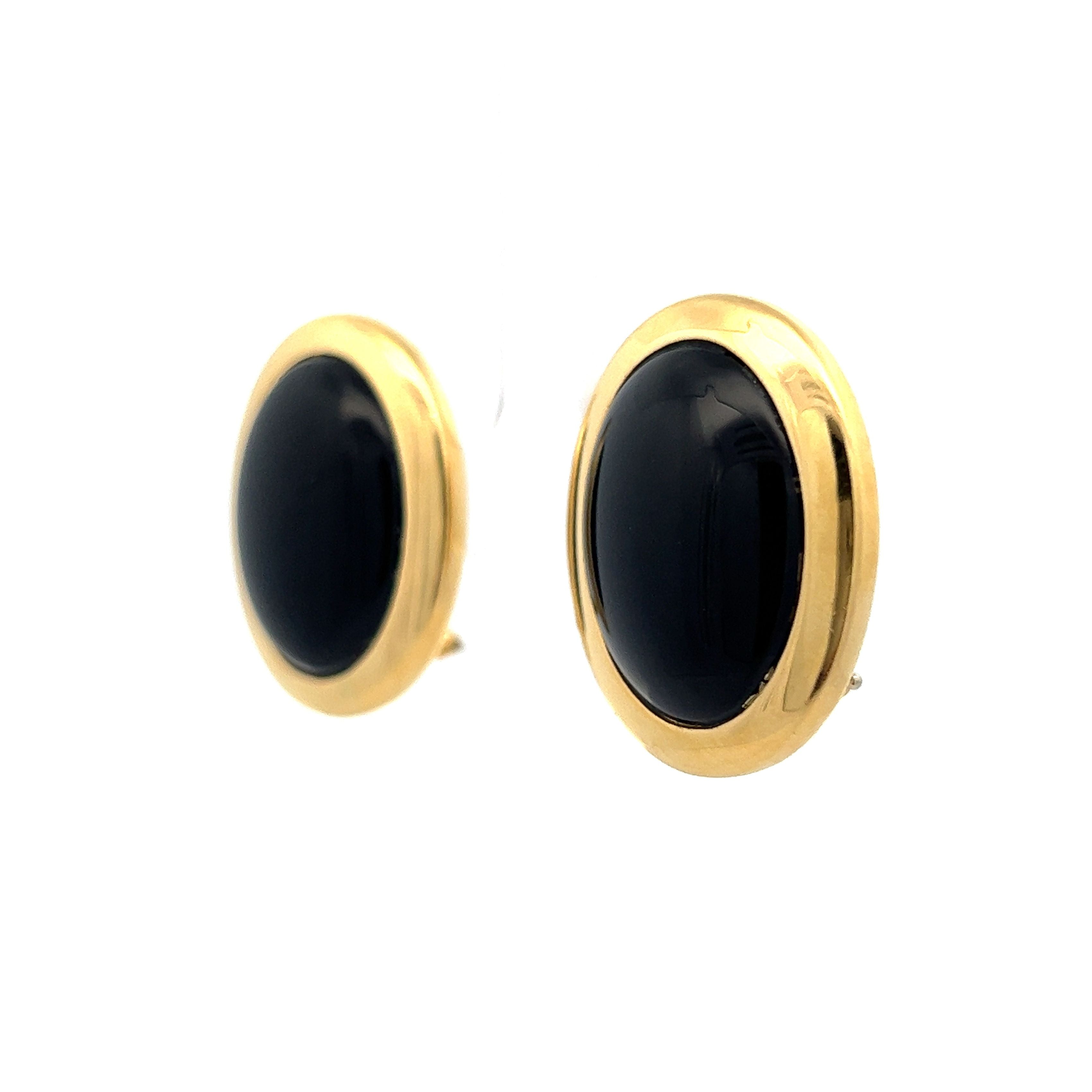 14k Yellow Gold 1.20 orders Carat Natural Black Onyx Stud Earrings