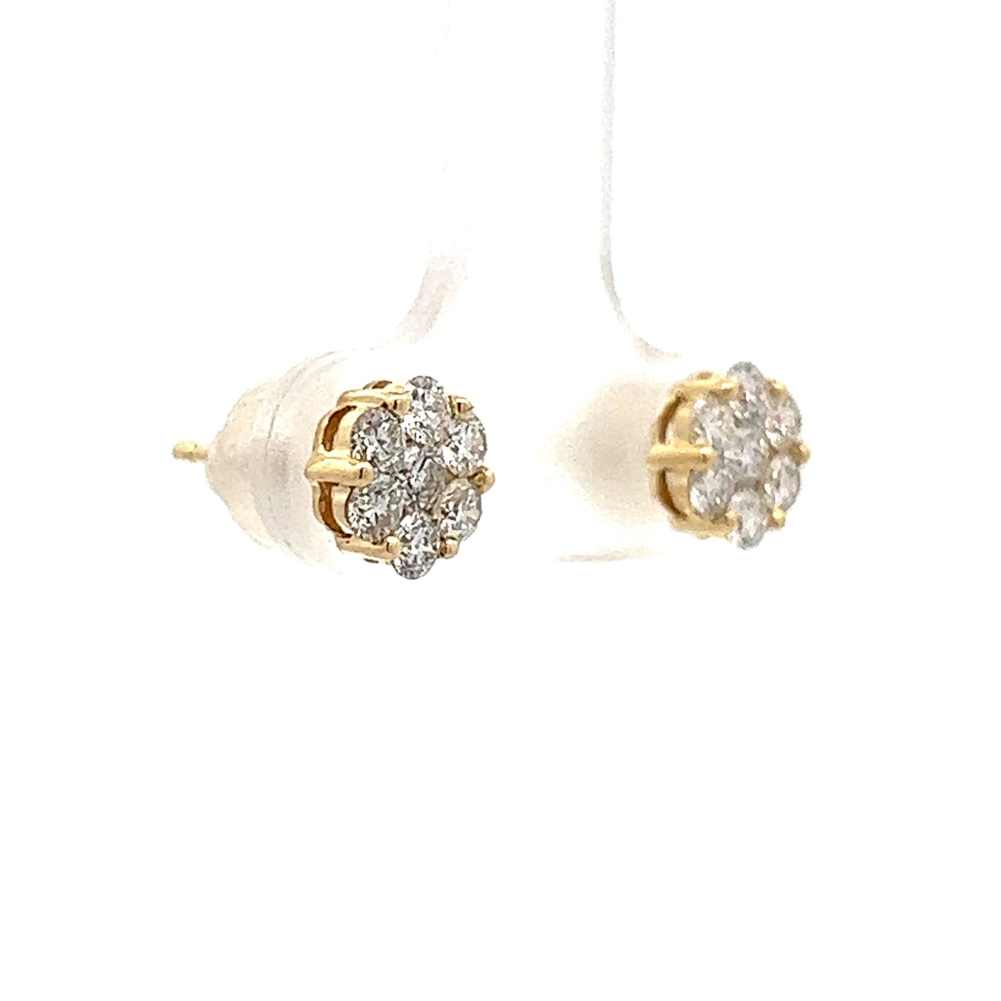 .75 Round Brilliant Diamond Stud Earrings in Yellow Gold