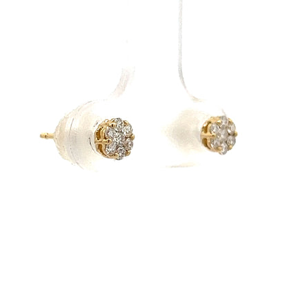 .22 Diamond Cluster Stud Earrings in 14k Yellow Gold