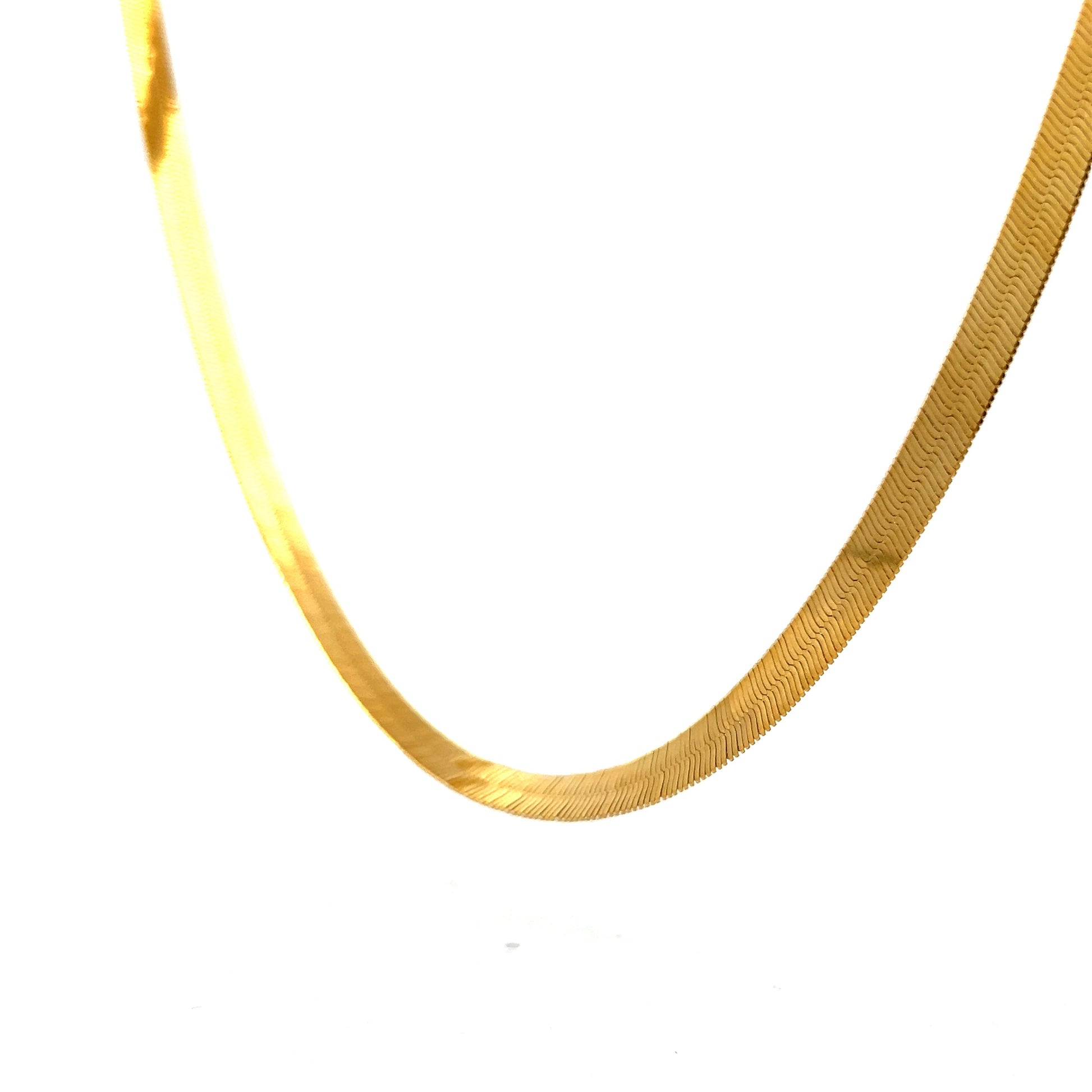 16 Inch Classic Herringbone Necklace in 14k Yellow Gold – Filigree