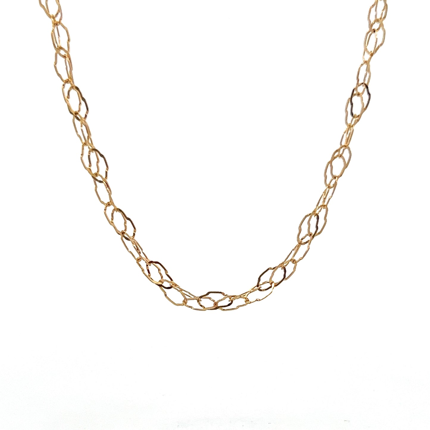 Organic Oval Link Chain Necklace in 14k Yellow Gold