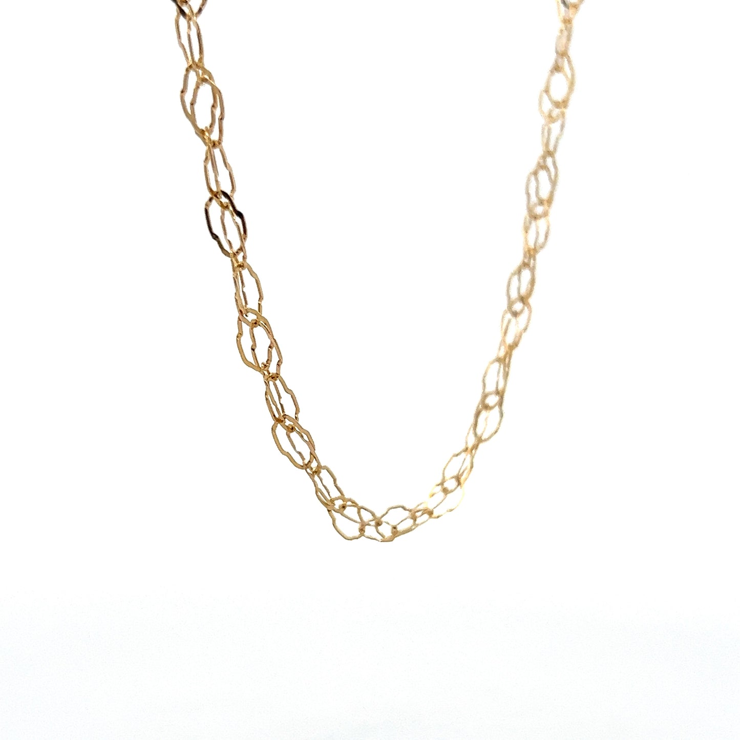 Organic Oval Link Chain Necklace in 14k Yellow Gold