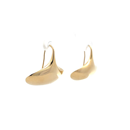 Oblong Saucer Drop Earrings in 14k Yellow Gold