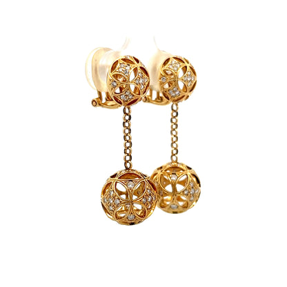1.20 Ornate Diamond Ball Drop Earrings in Yellow Gold Filigree Jewelers 1.20 Ornate Diamond Ball Drop Earrings in Yellow Gold Filigree Jewelers