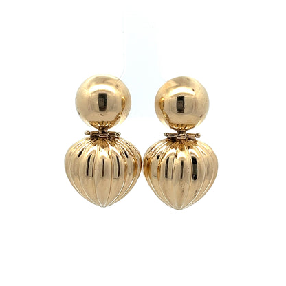 Embellished Bell Dangle Earrings in 14k Yellow gold