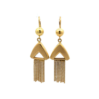 Vintage Mid-Century Drop Earrings in 14k Yellow Gold