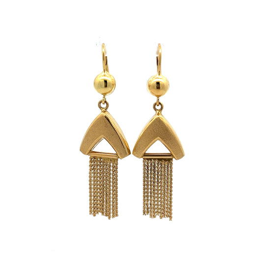 Vintage Mid-Century Drop Earrings in 14k Yellow Gold