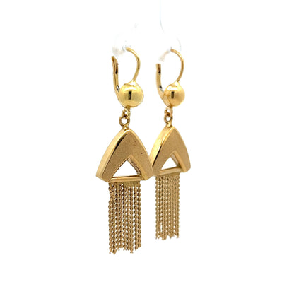 Vintage Mid-Century Drop Earrings in 14k Yellow Gold