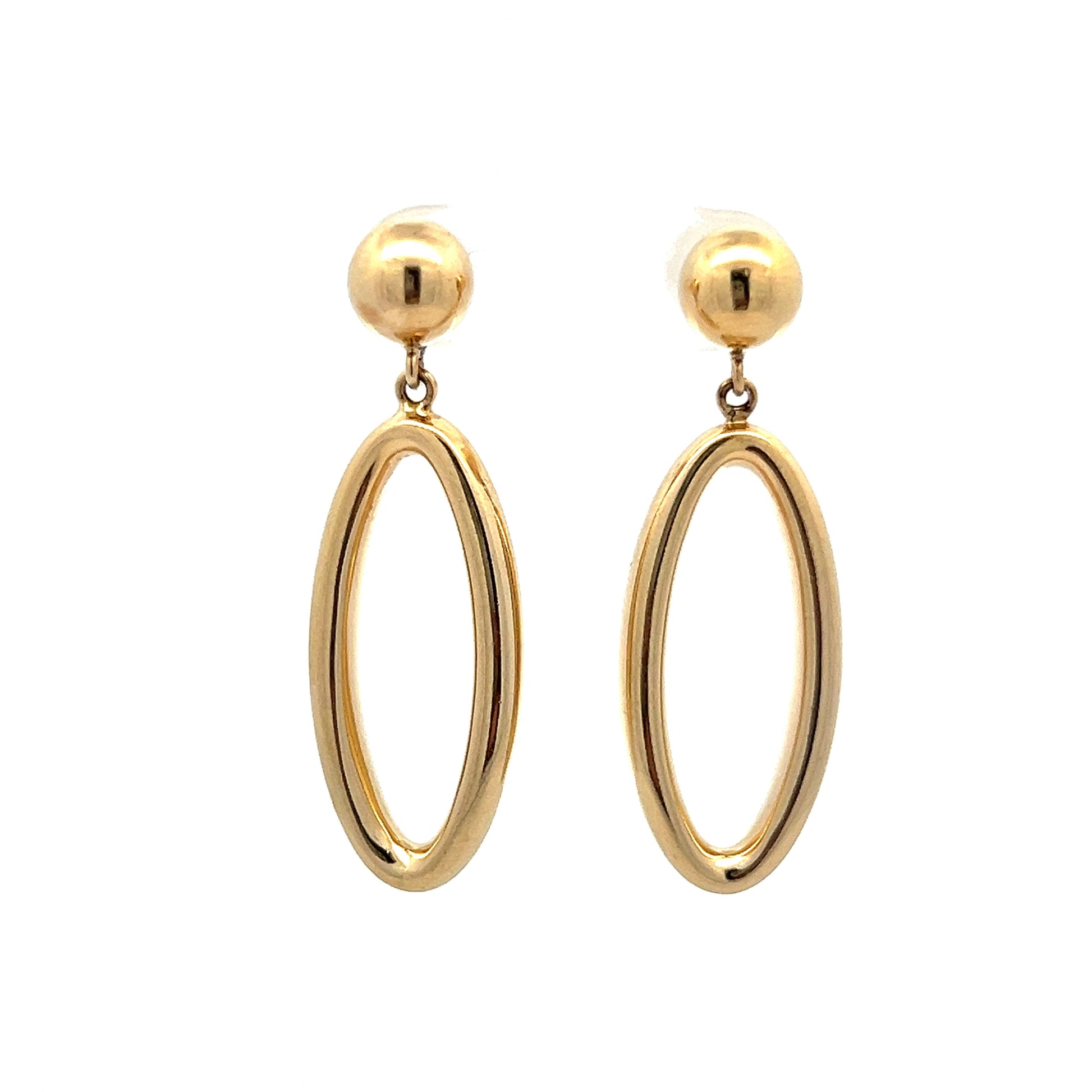 Oval Shaped Dangle Earrings in 14k Yellow Gold – Filigree Jewelers