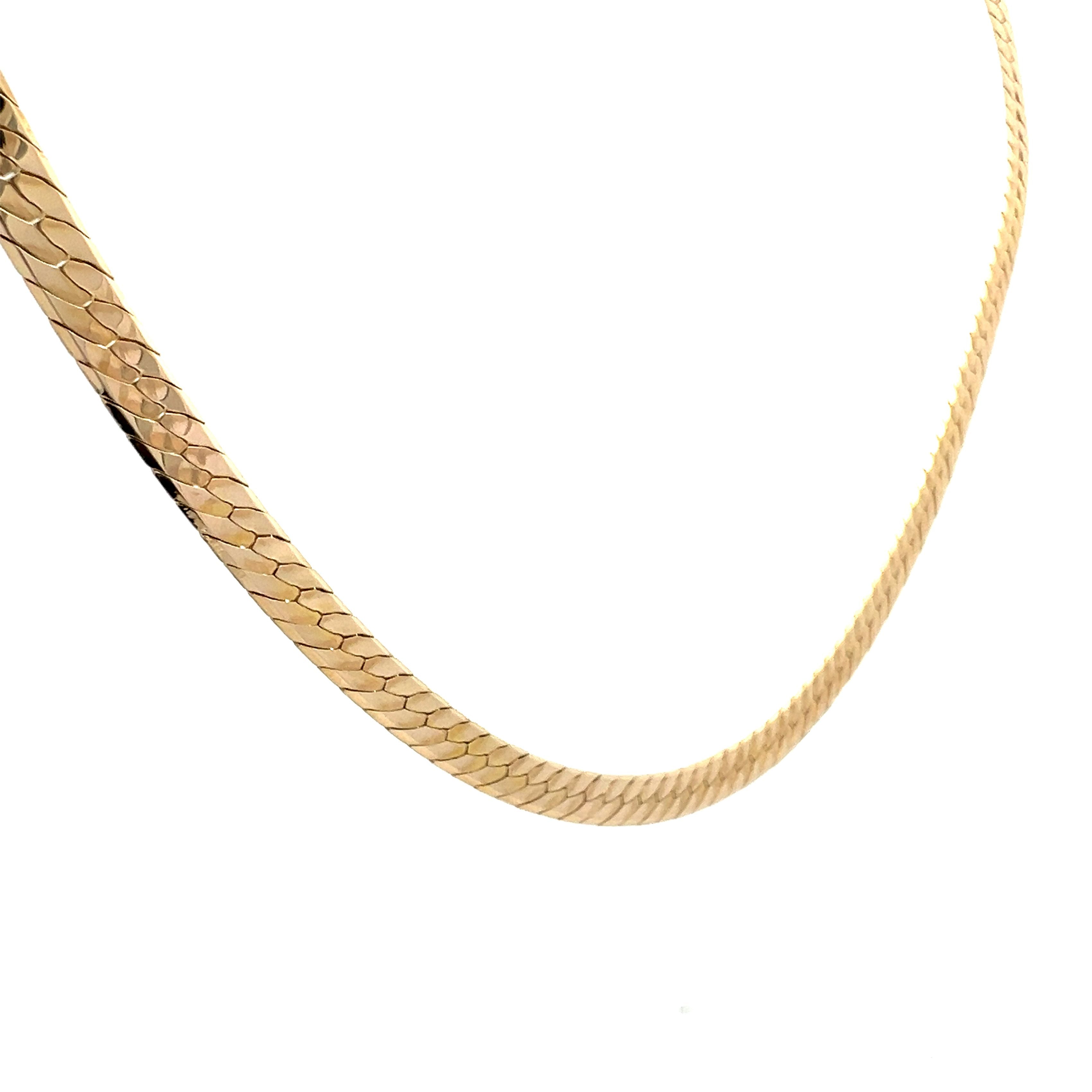 18k stamped gold Thick herringbone chain necklace store 30 inch