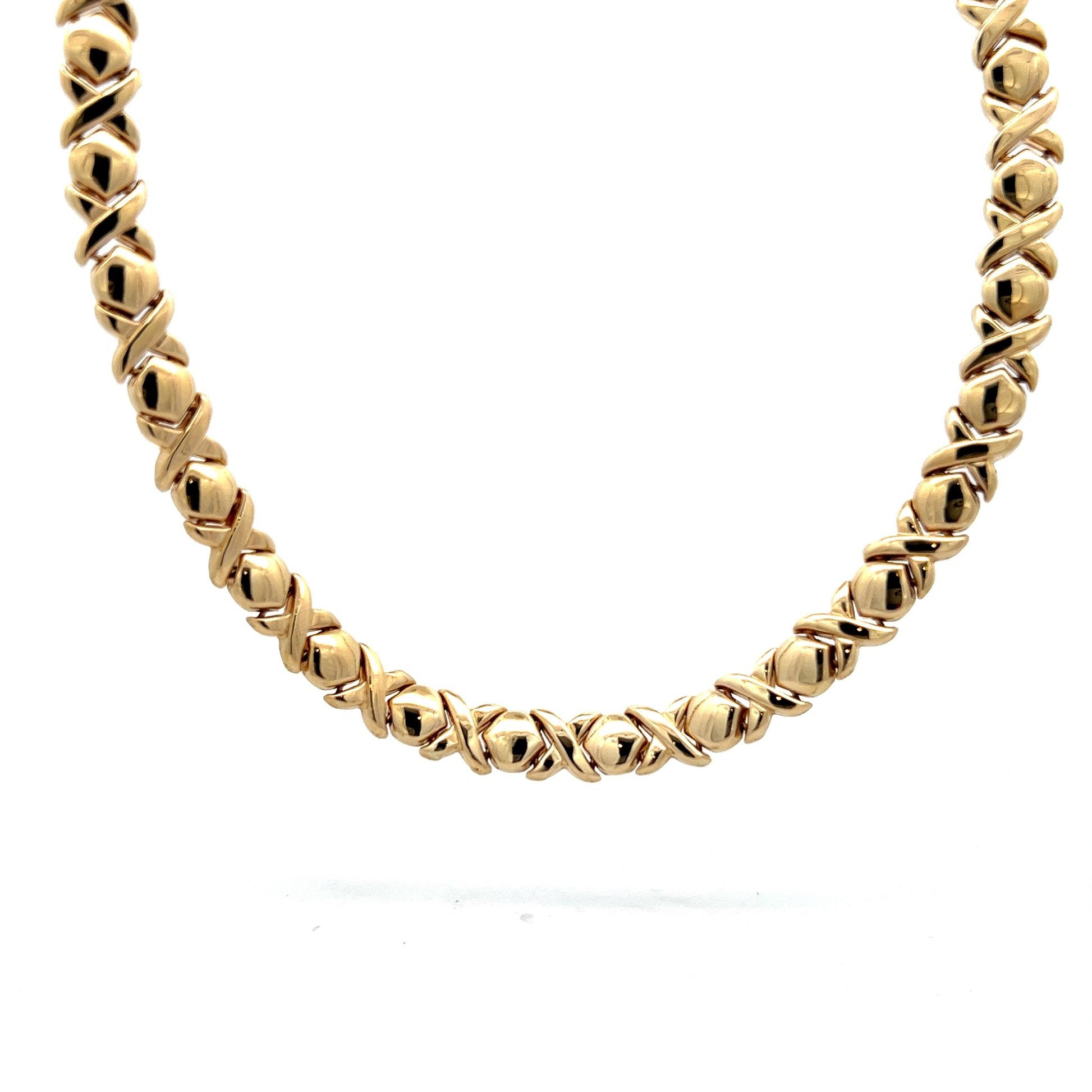 X O Pattern Necklace in 14k Yellow Gold - Main Image