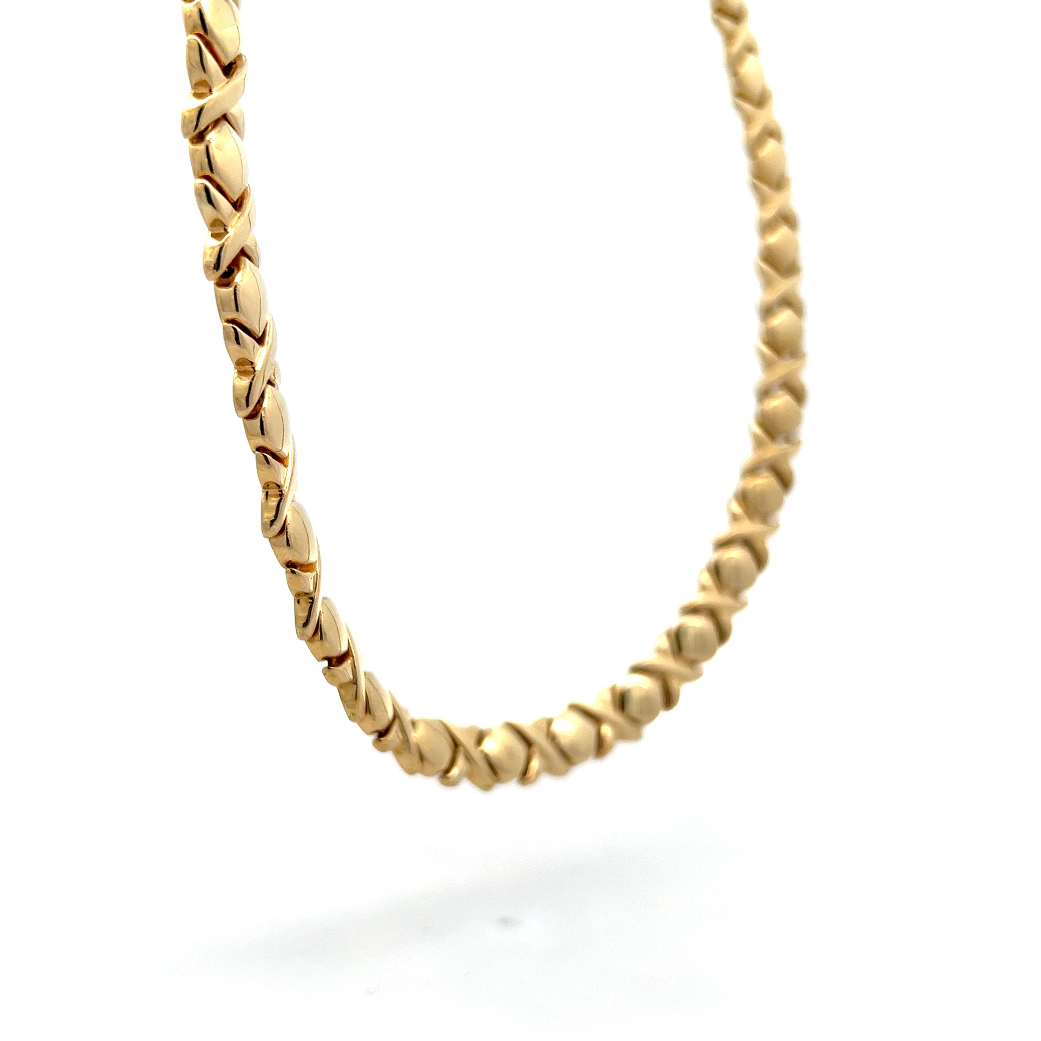 X O Pattern Necklace in 14k Yellow Gold Filigree Jewelers