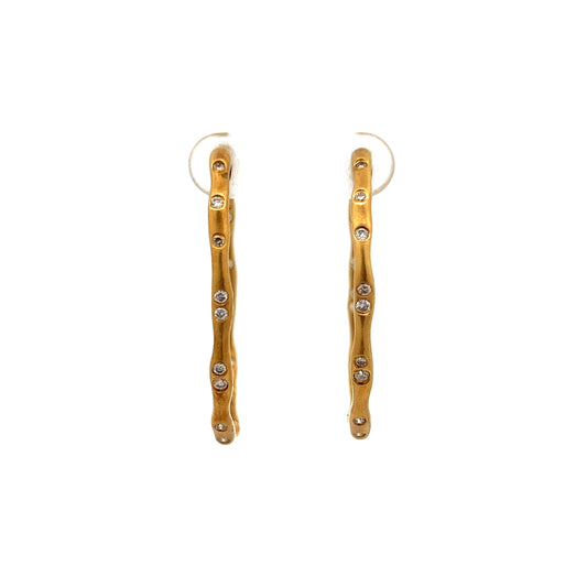 .48 Diamond Hammered Hoop Earrings in 18k Yellow Gold