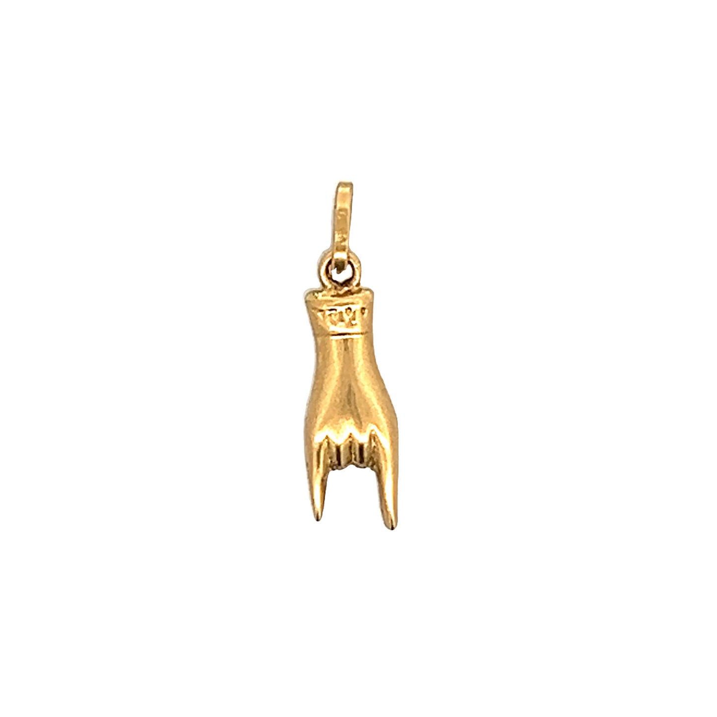 Vintage Horned Hands Charm Pendant in 14k Yellow Gold