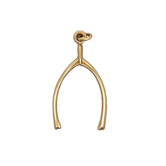 Wishbone Charm Pendant Necklace in 14k Yellow Gold