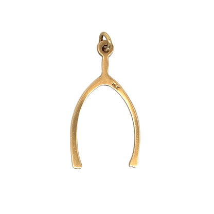 Wishbone Charm Pendant Necklace in 14k Yellow Gold