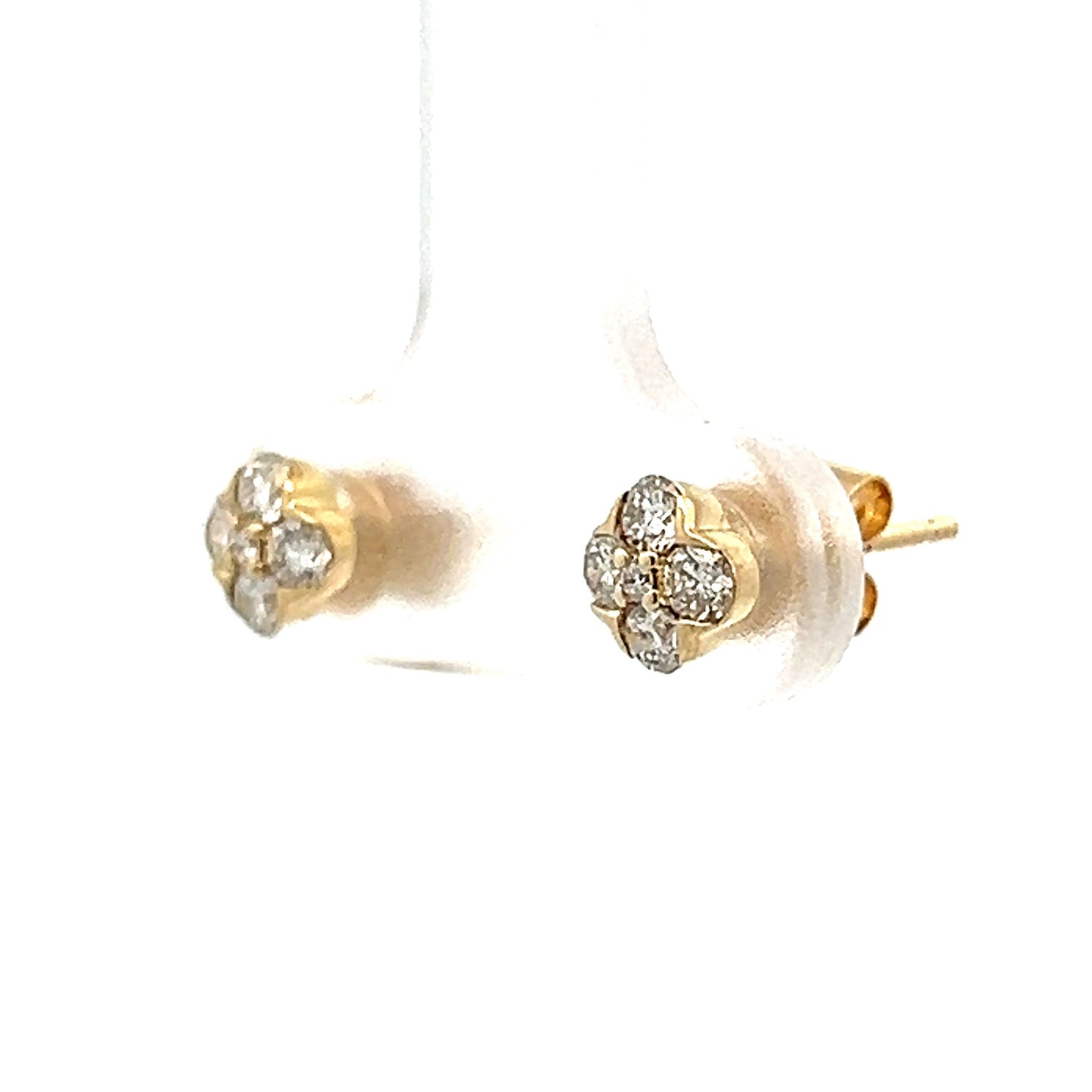 .39 Diamond Cluster Stud Earrings in 14k Yellow Gold