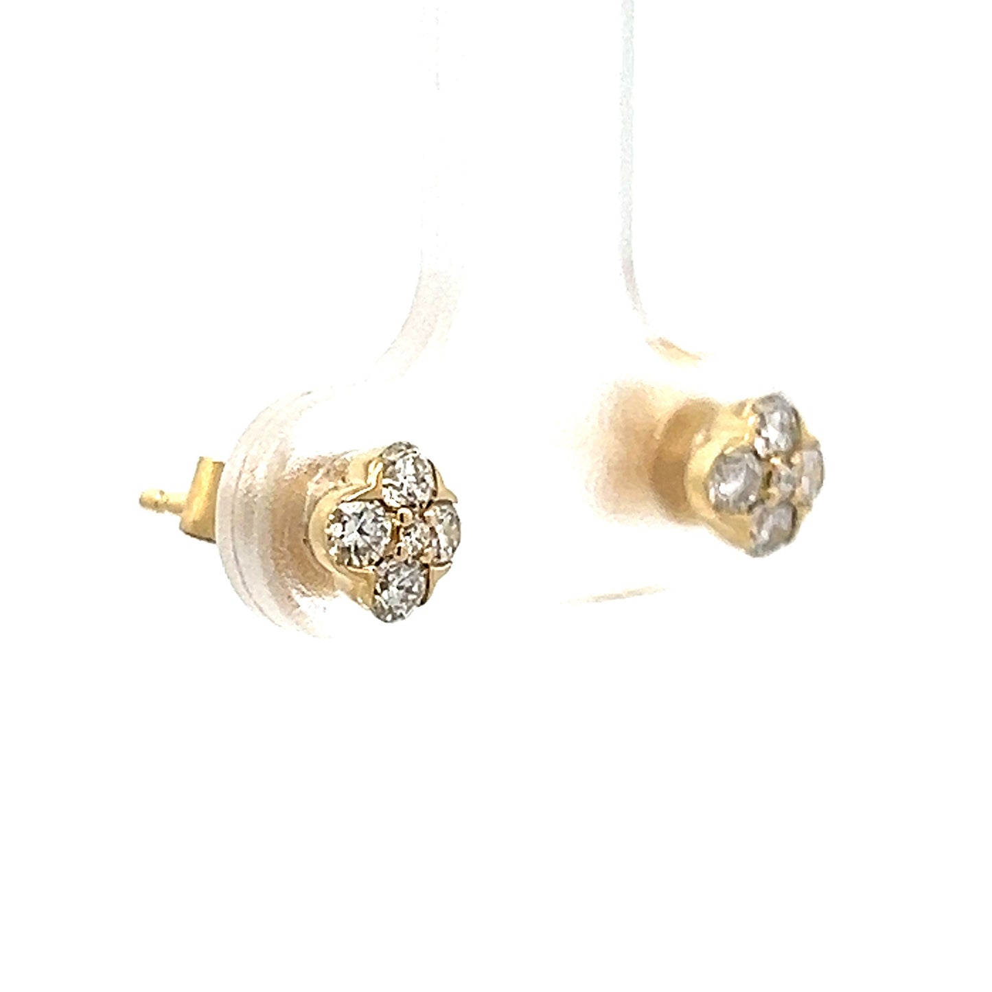 .39 Diamond Cluster Stud Earrings in 14k Yellow Gold