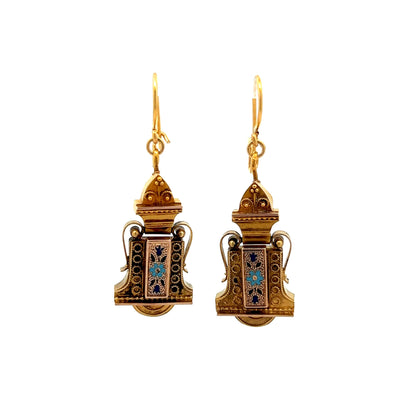 Antique Victorian Drop Earrings in 14k Yellow Gold