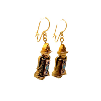 Antique Victorian Drop Earrings in 14k Yellow Gold