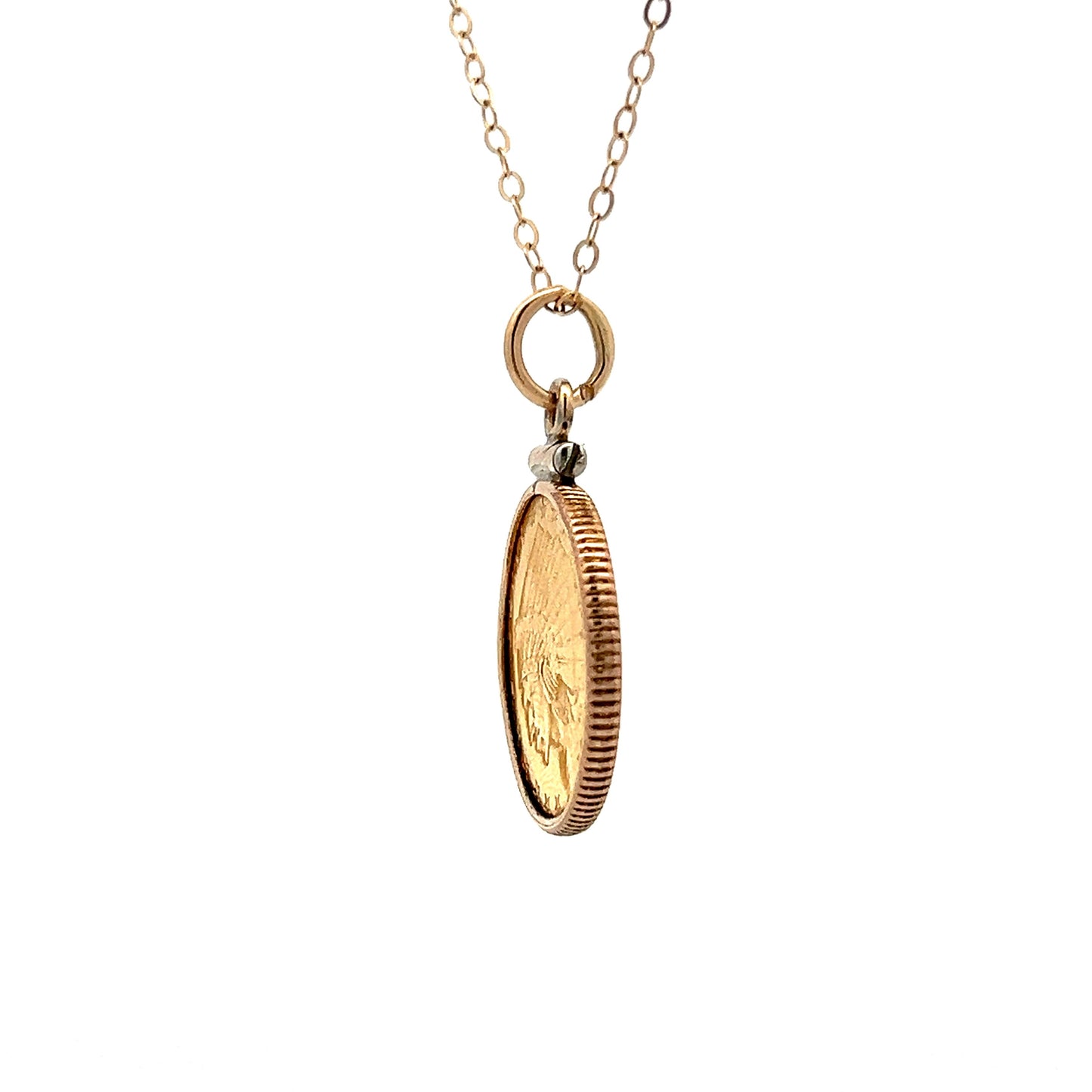 1928 Gold Coin Necklace Pendant in 14k Yellow Gold