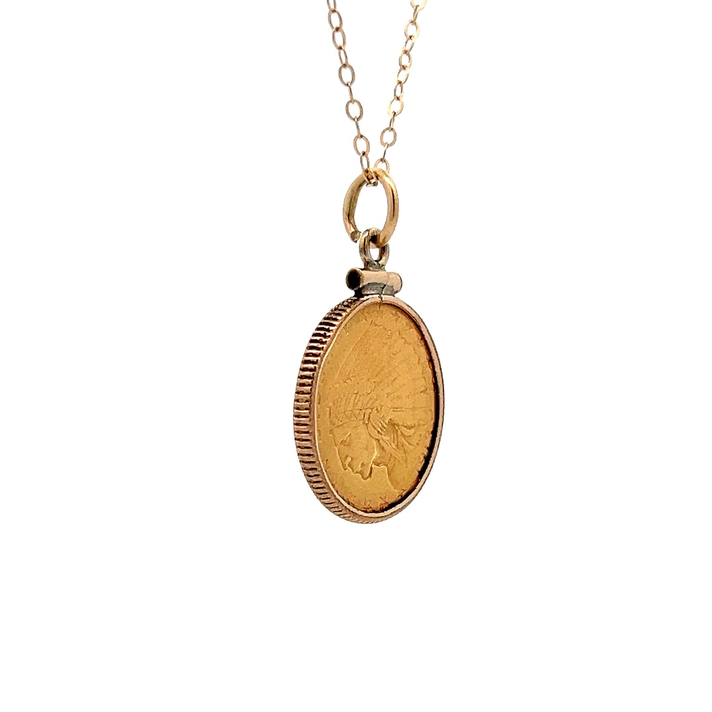 1928 Gold Coin Necklace Pendant in 14k Yellow Gold