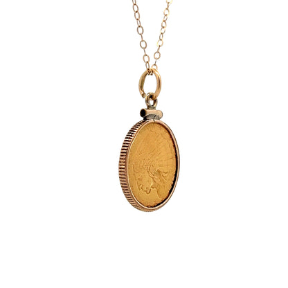 1928 Gold Coin Necklace Pendant in 14k Yellow Gold