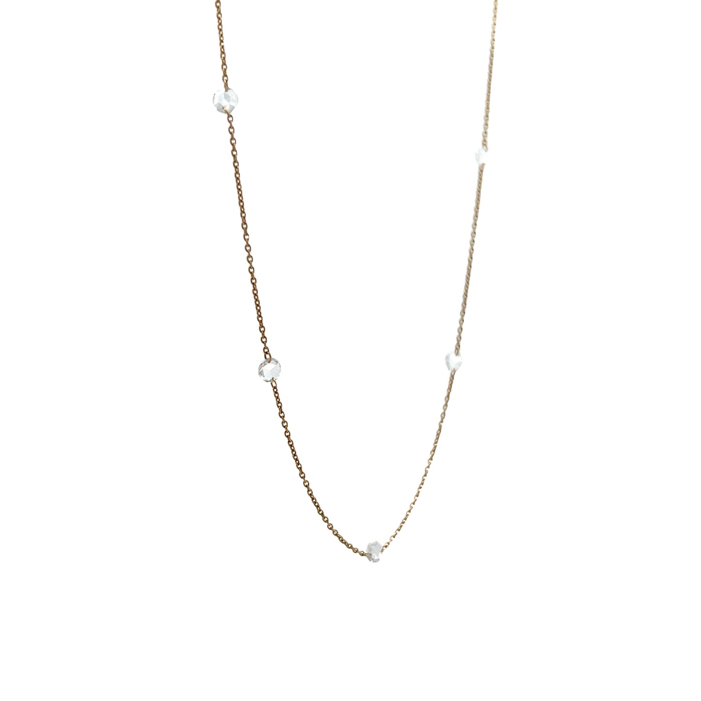 1.07 Rose Cut Diamond Necklace in 18k Yellow Gold