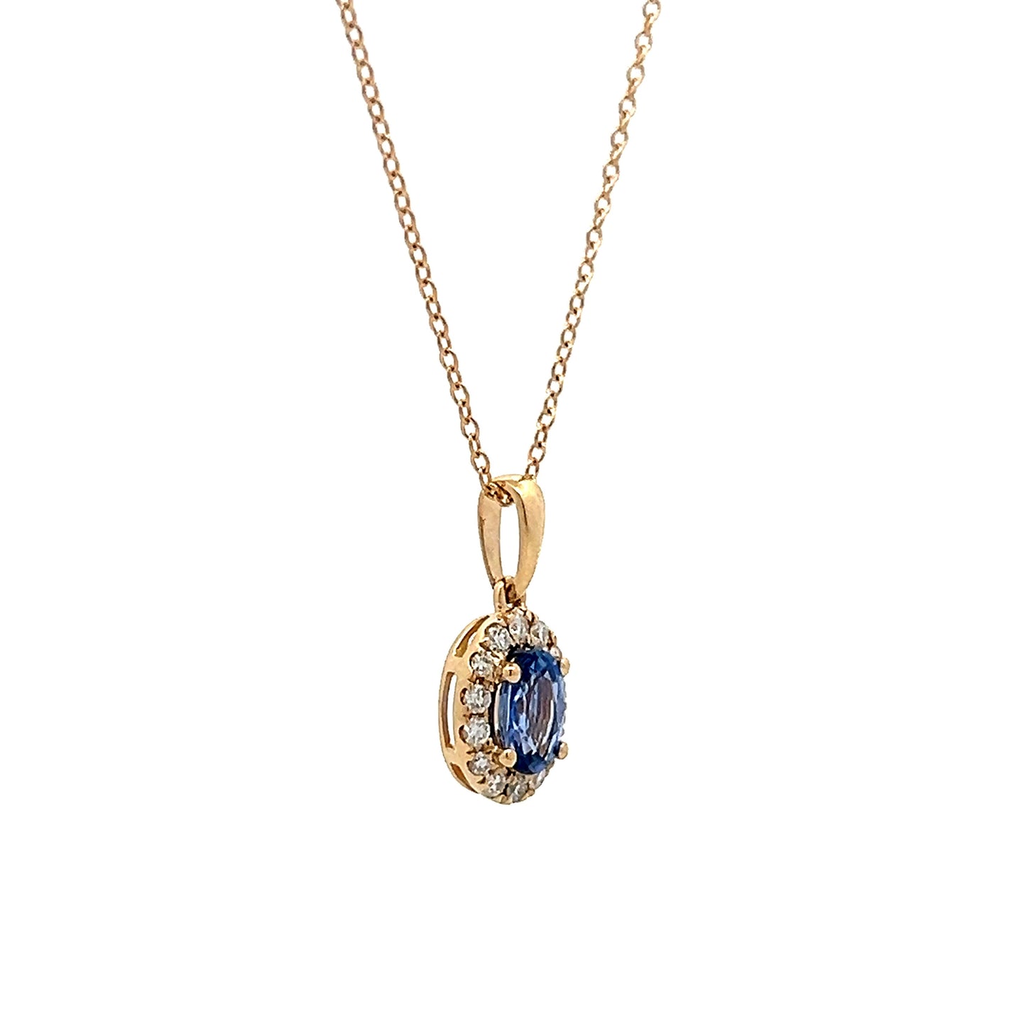 .58 Blue Sapphire Oval Pendant Yellow Gold Necklace