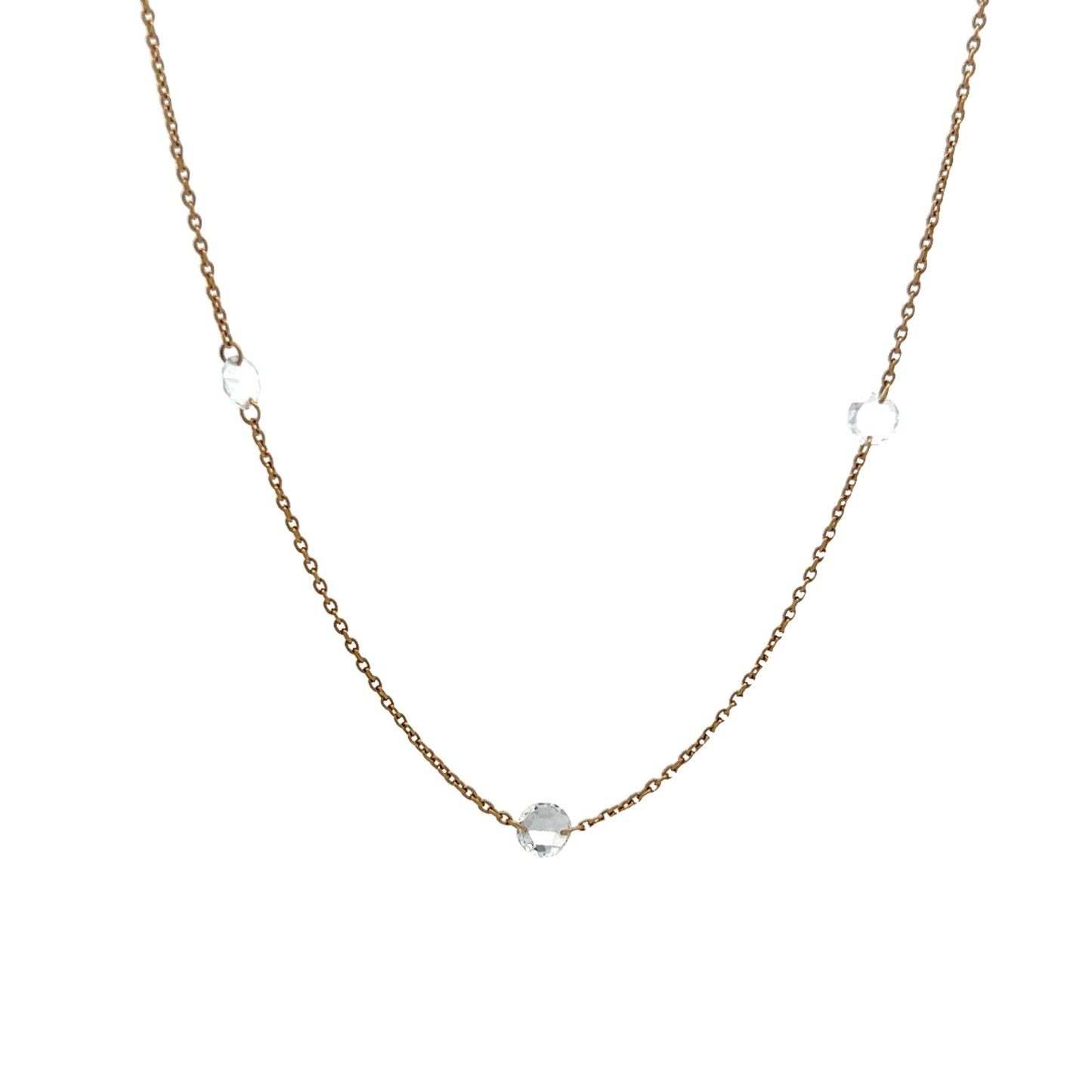 1.07 Rose Cut Diamond Necklace in 18k Yellow Gold