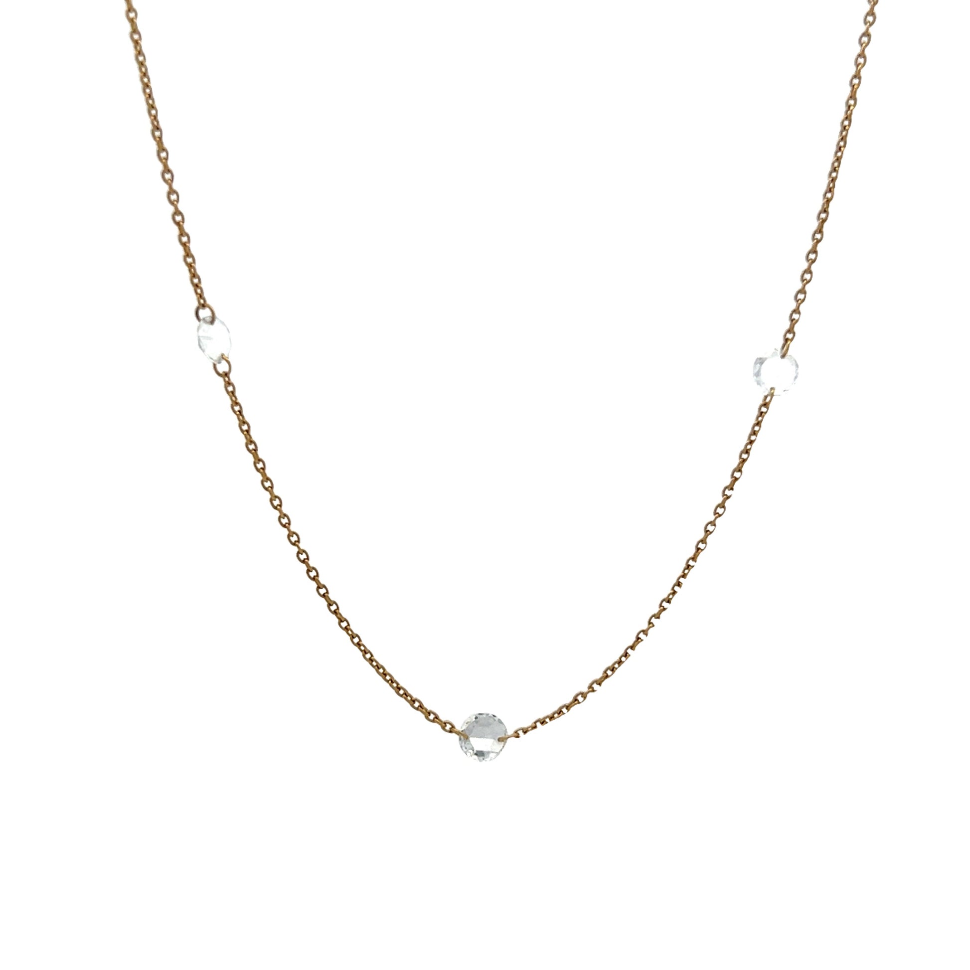 1.07 Rose Cut Diamond Necklace in 18k Yellow Gold