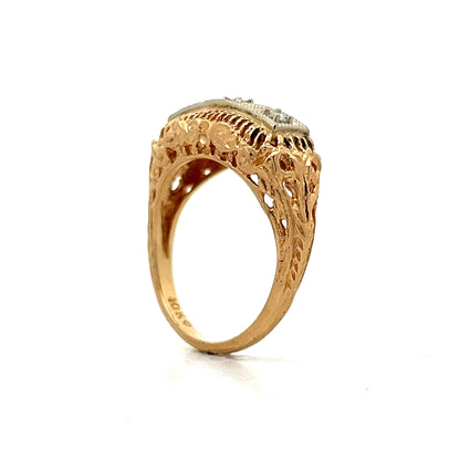 .10 Retro Three Stone Orange Blossom Ring in 10k