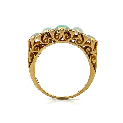 Ornate Victorian Opal Cocktail Ring in 14k Yellow Gold